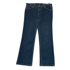 Liverpool Jeans Womens Size 12/31 Petite Sadie Straight Leg Dark Blue Denim